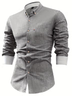 Mens Casual Button-Front Long Sleeve Classic Shirt