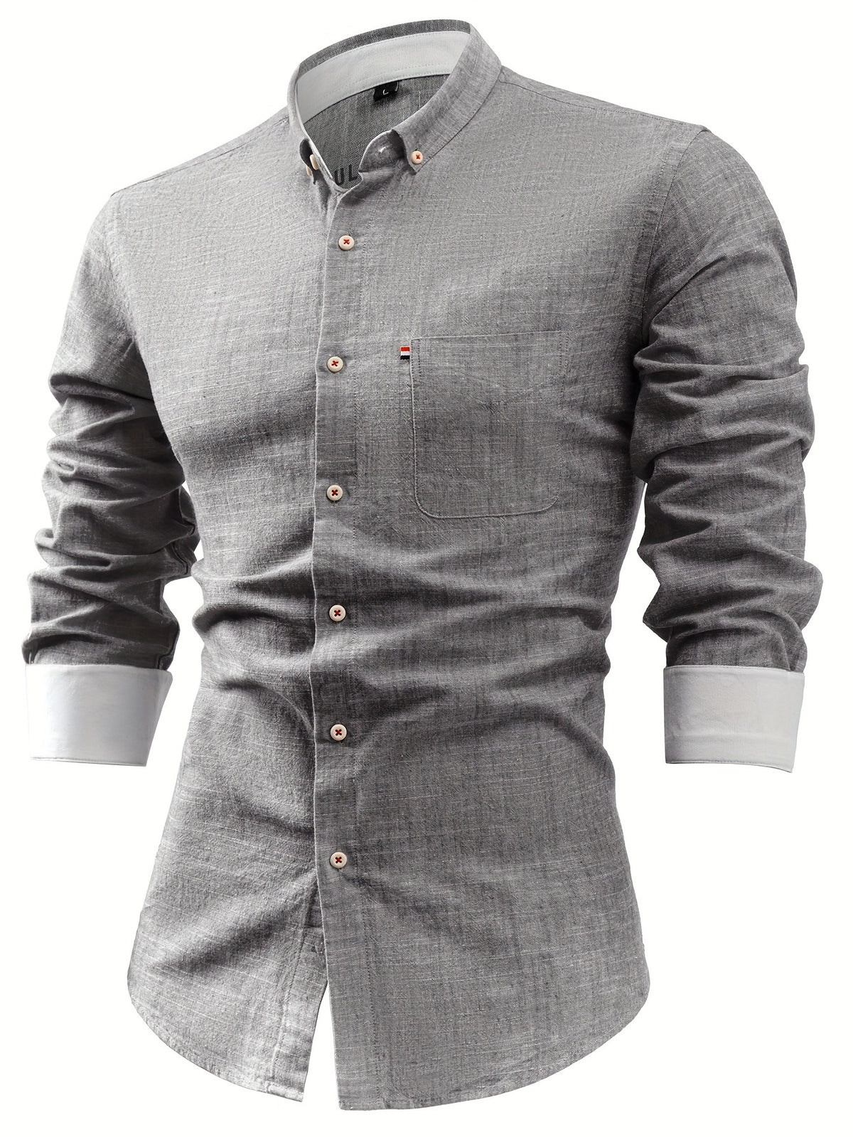Mens Casual Button-Front Long Sleeve Classic Shirt