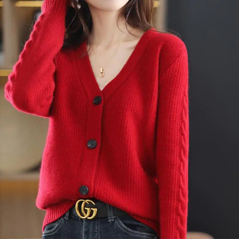 Womens Commute Solid Colour V Neck Cardigan Sweater