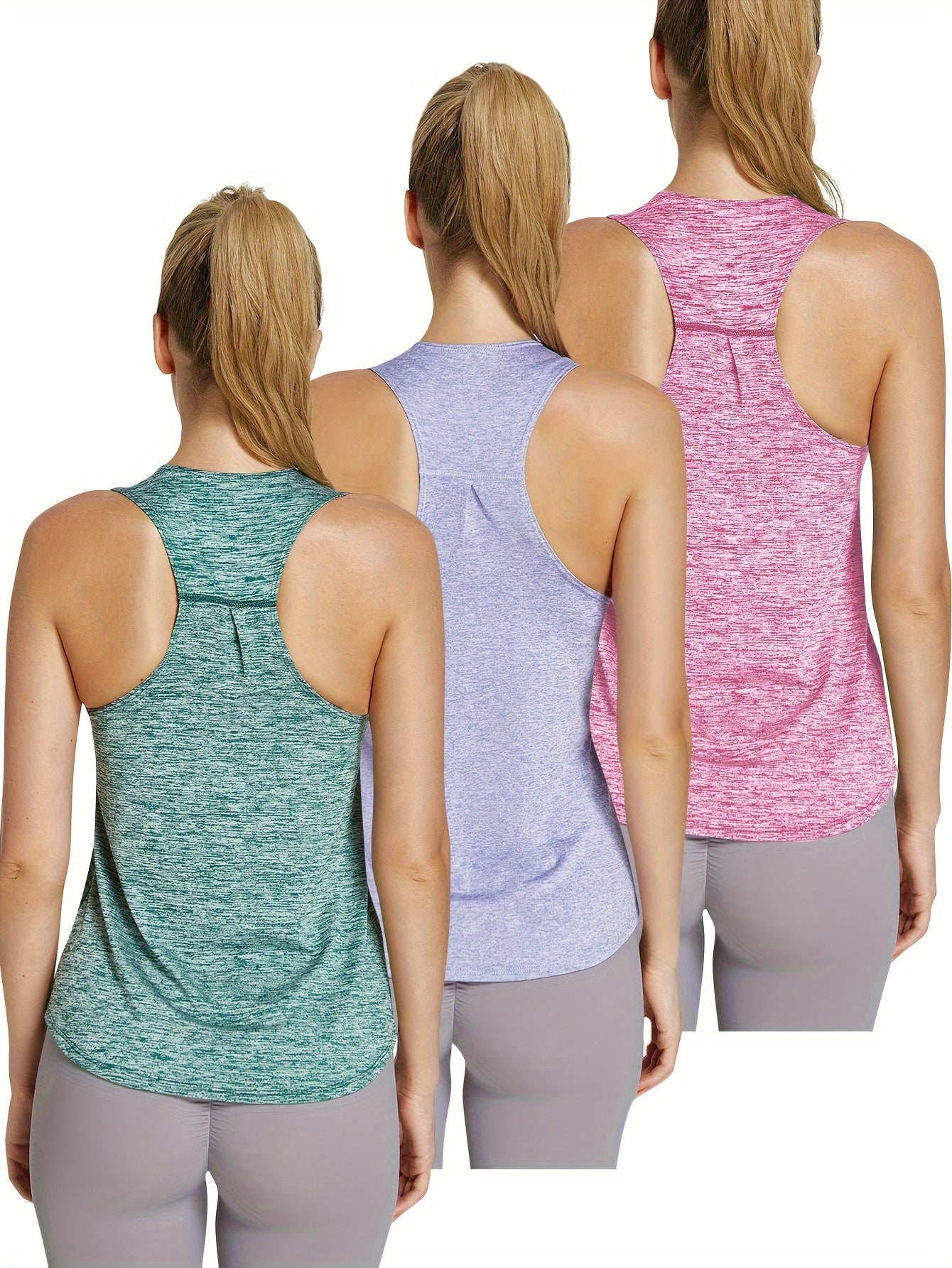 3pcs Womens Breathable Quick Dry Racerback Athletic Tank Tops