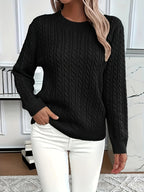 Womens Casual Loose Fit Round Neck Long Sleeve Sweater