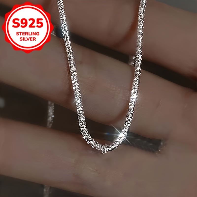 Womens 925 Silver Plated Sparkling Collarbone Chain Necklace