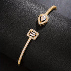 Womens Elegant Cubic Zirconia Geometric Cuff Bracelet