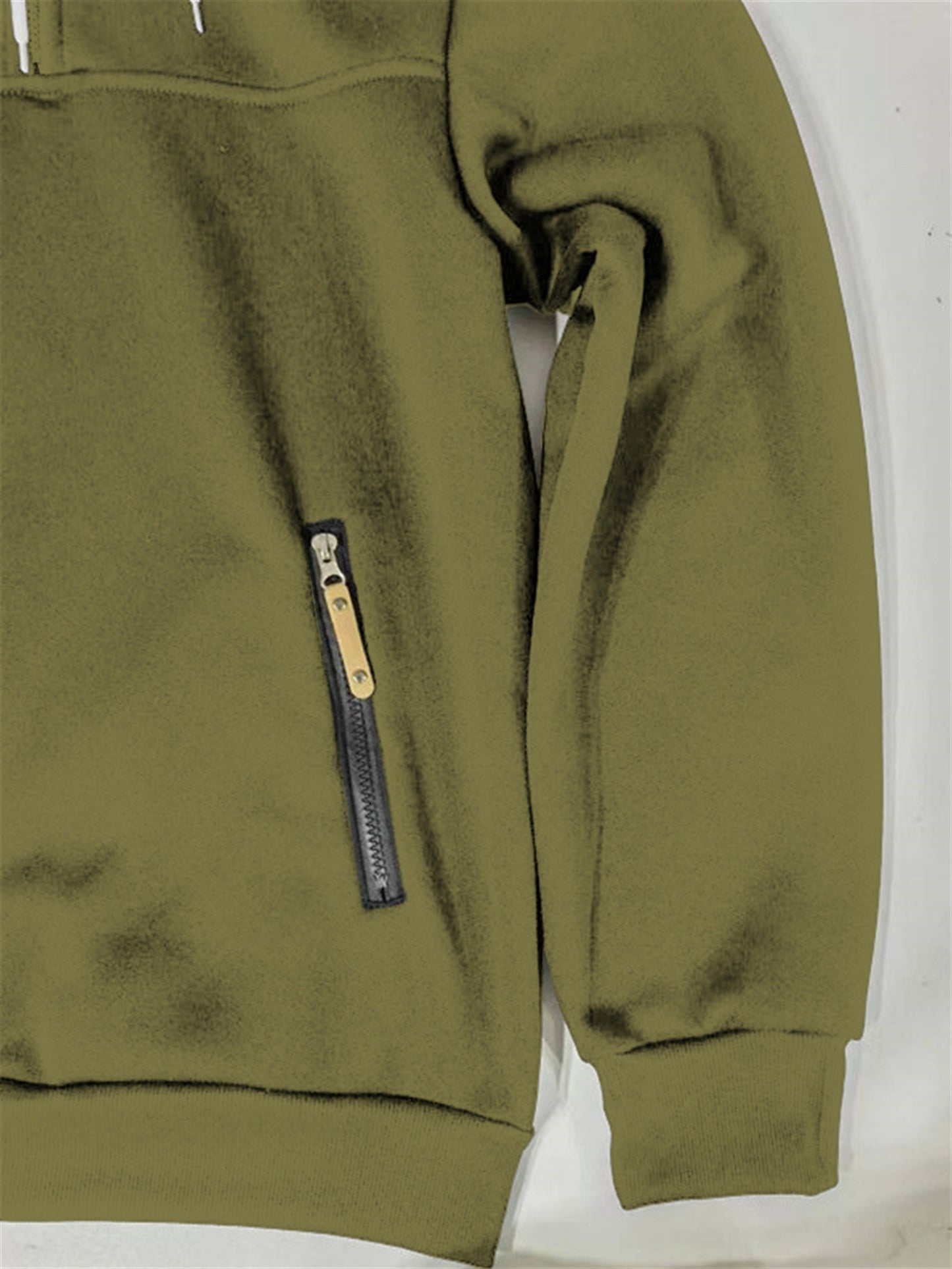 Mens Casual Long Sleeve Solid Colour 1/4 Zip Hooded Sweatshirt