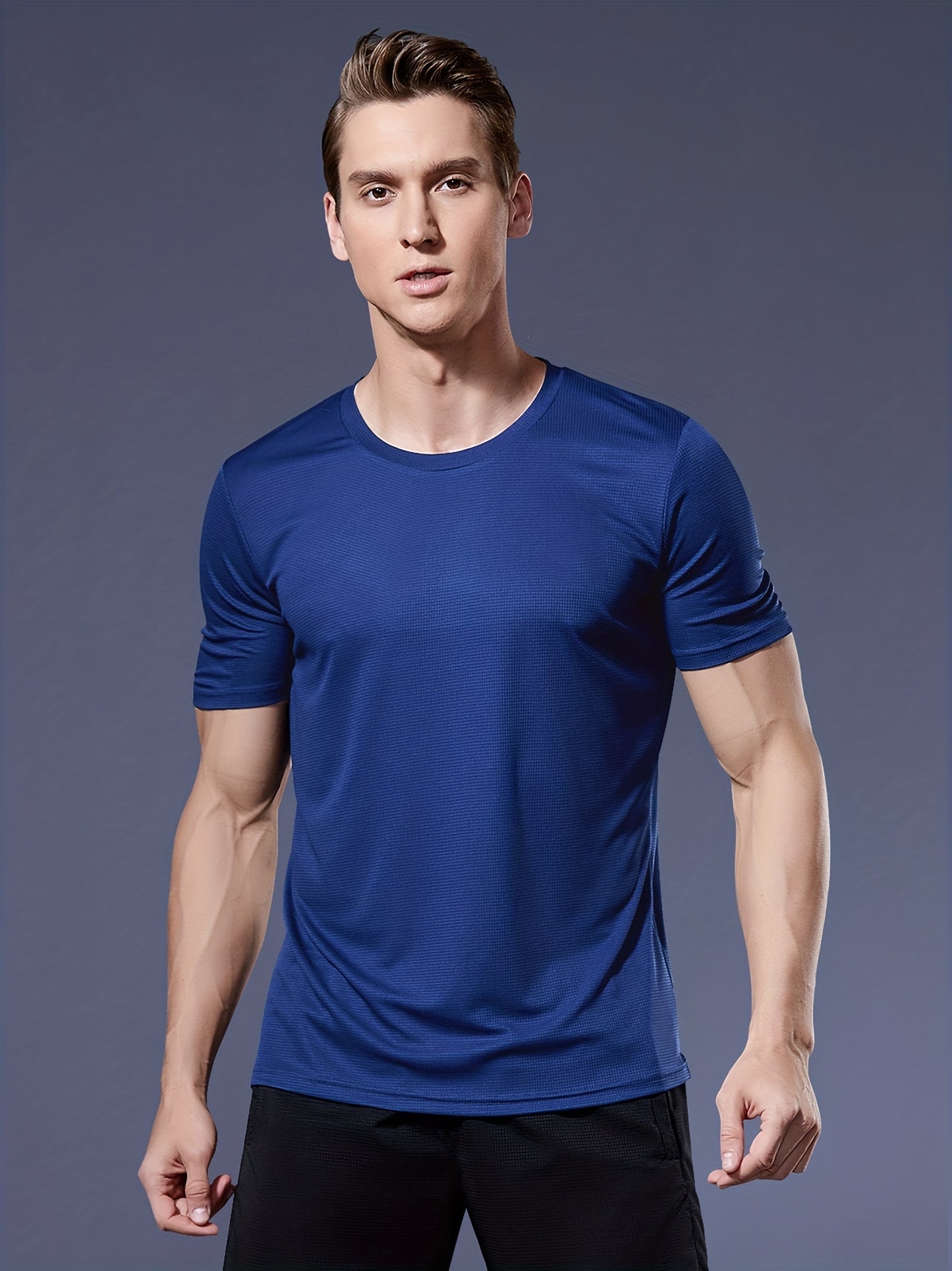 Mens Breathable Activewear Quick-Dry Ultra-Thin Lightweight Crew Neck Tshirt