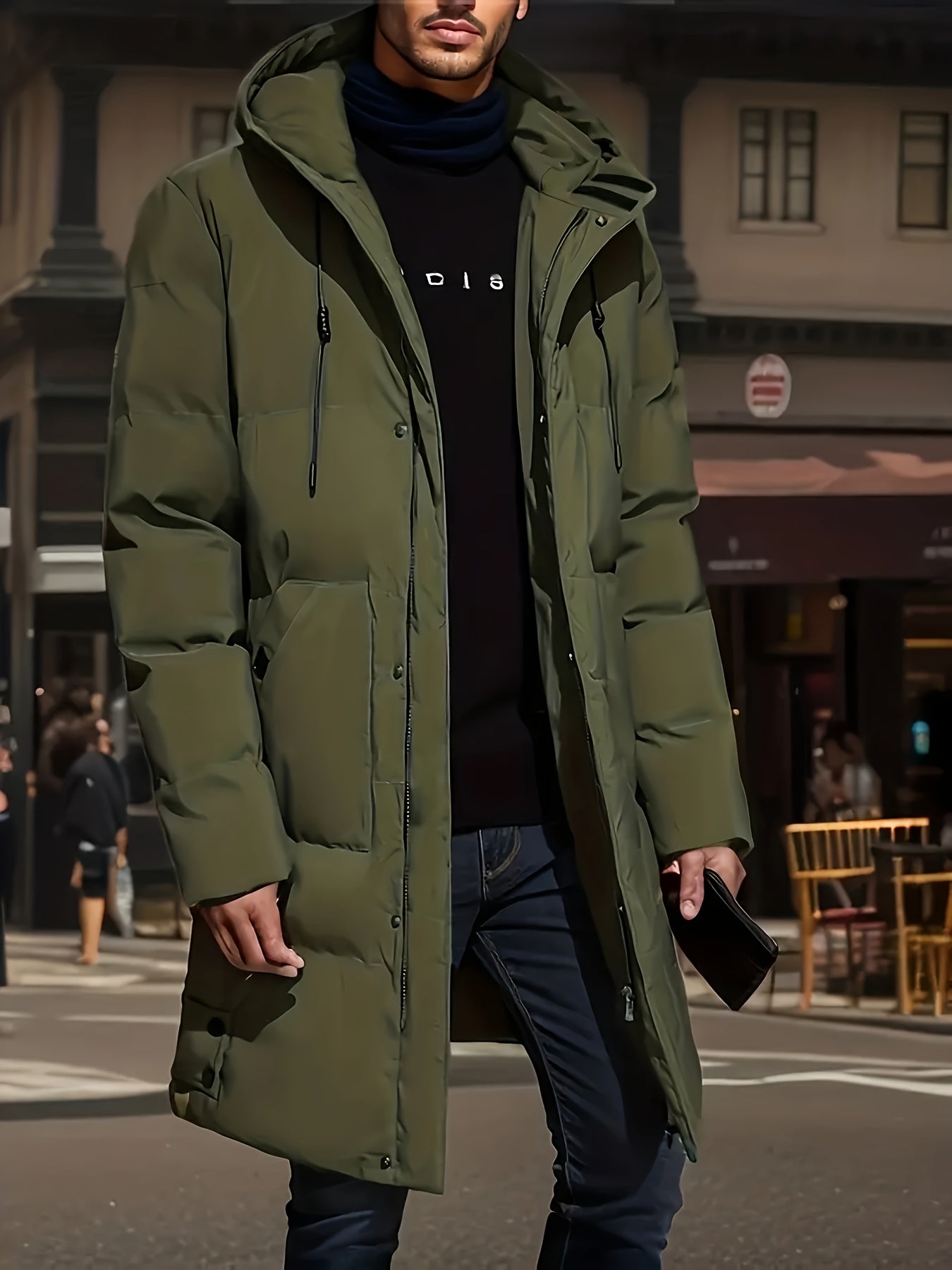 Mens Warm Winter Casual Hooded Soild Colour Outdoor Jacket