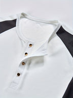 Mens Casual Long Sleeve Contrast Colour Waffle Knit Top