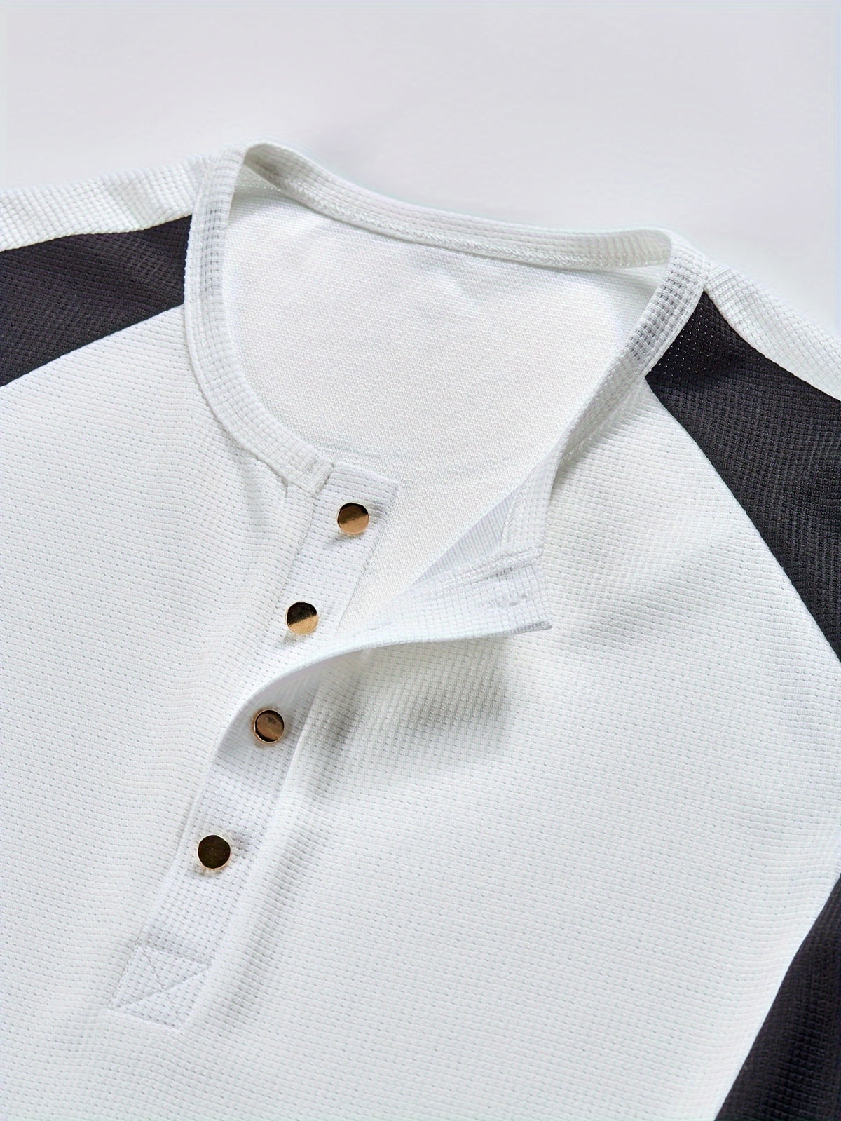 Mens Casual Long Sleeve Contrast Colour Waffle Knit Top