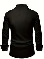 Mens Casual Lapel Collar Long Sleeve Position Print Shirt