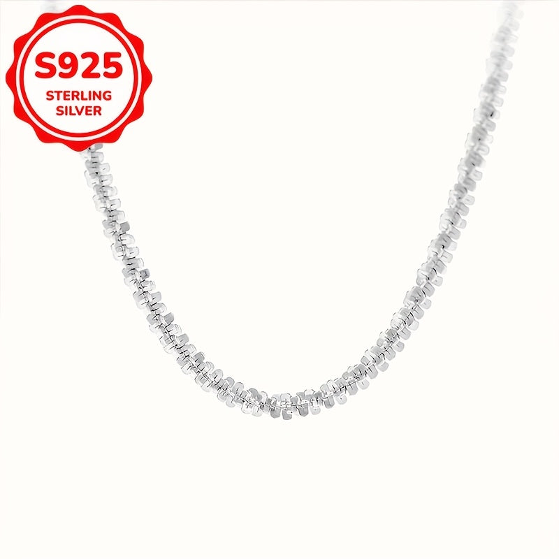Womens 925 Silver Plated Sparkling Collarbone Chain Necklace