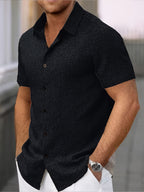 Mens Lightweight Breathable Linen-Blend Short Sleeve Shirt