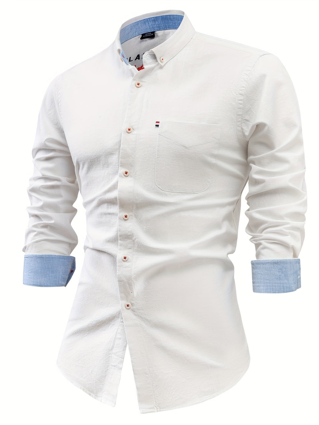 Mens Casual Button-Front Long Sleeve Classic Shirt