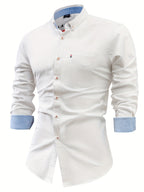 Mens Casual Button-Front Long Sleeve Classic Shirt