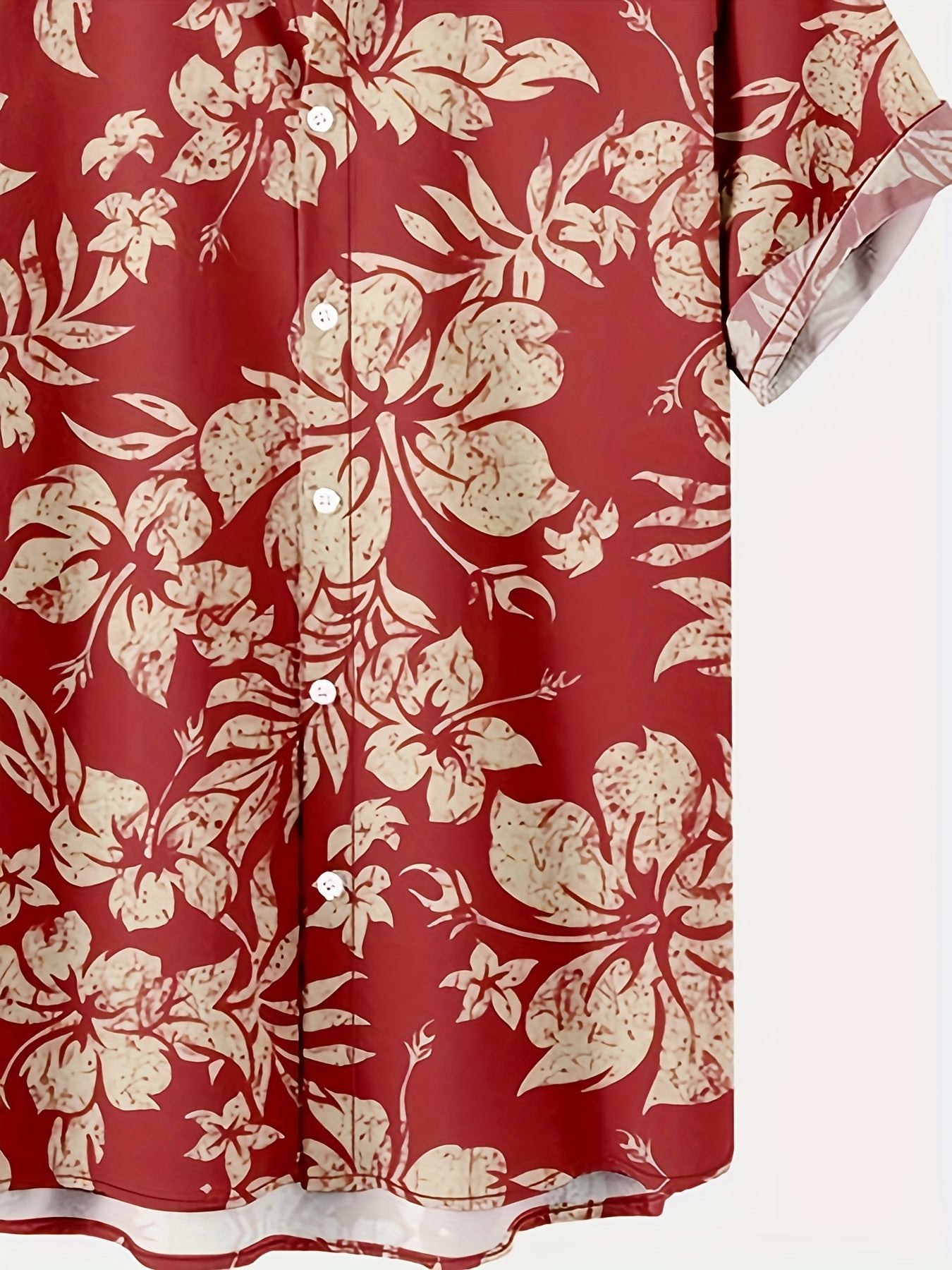 Mens Casual Lightweight Breathable Lapel Hawaiian Tropical Floral Print  Shirt