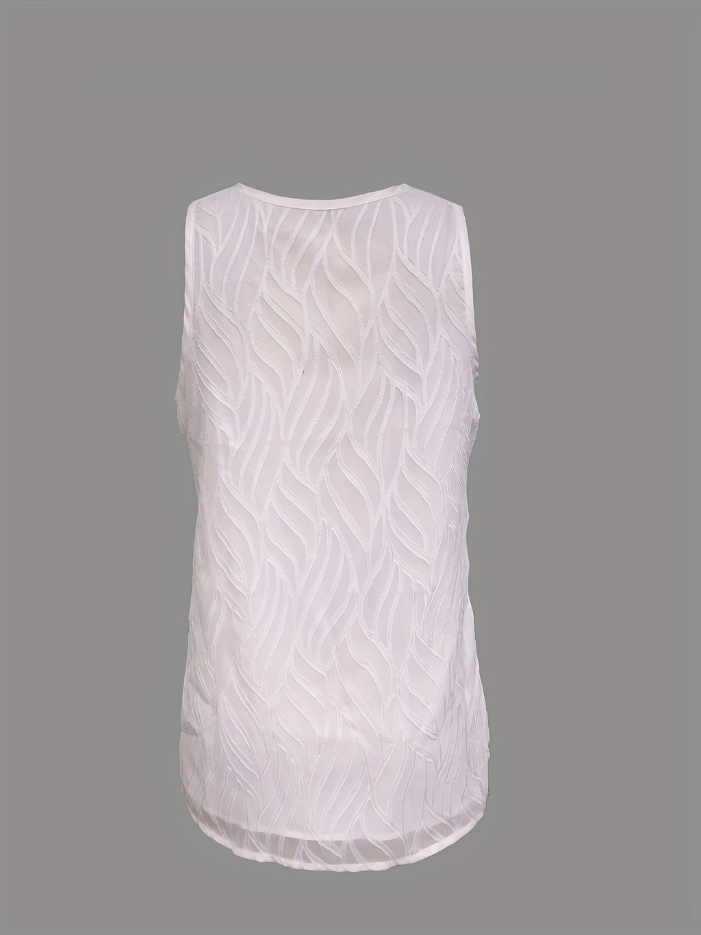 Womens Solid Colour Sleeveless V-Neck Lace Patchwork Textured Top