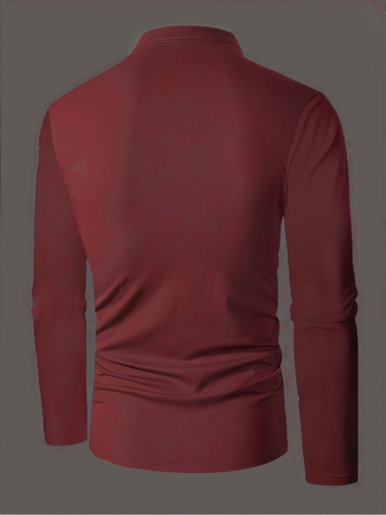 Mens Casual Solid Colour Contrast Stitching Casual Round Neck Long Sleeve Top