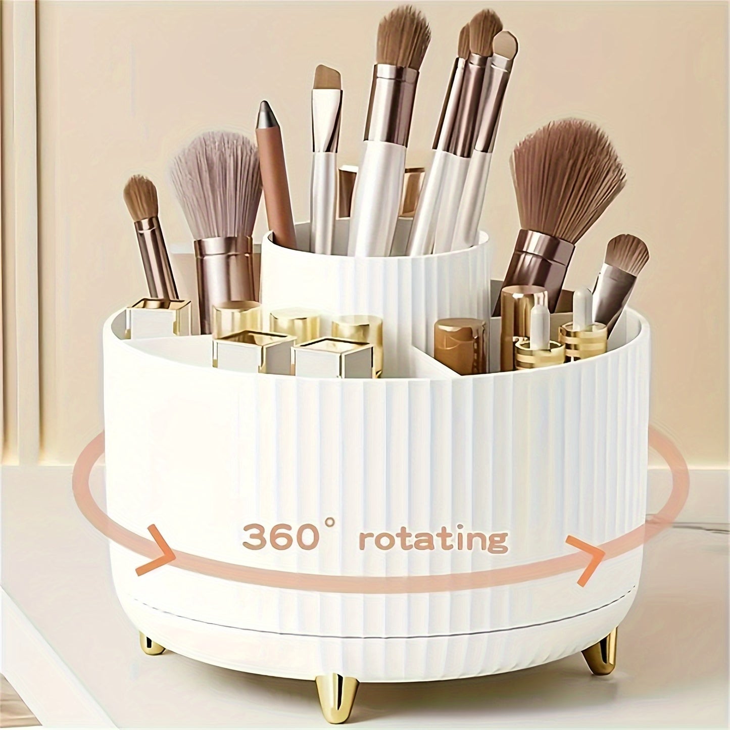 360° Rotating Multi Functional Durable Plastic Cosmetic Storage Makeup Organizer With 5 Compartments