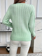 Womens Casual Loose Fit Round Neck Long Sleeve Sweater