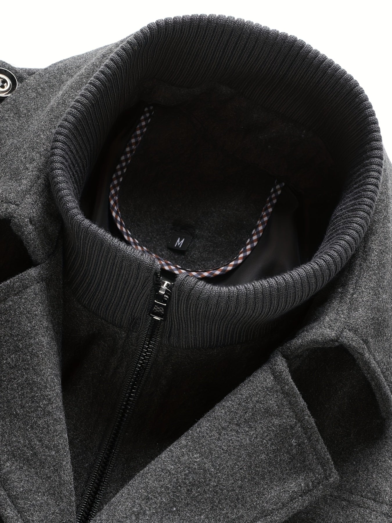 Mens Winter Detachable Double-Breasted Round Neck Coat
