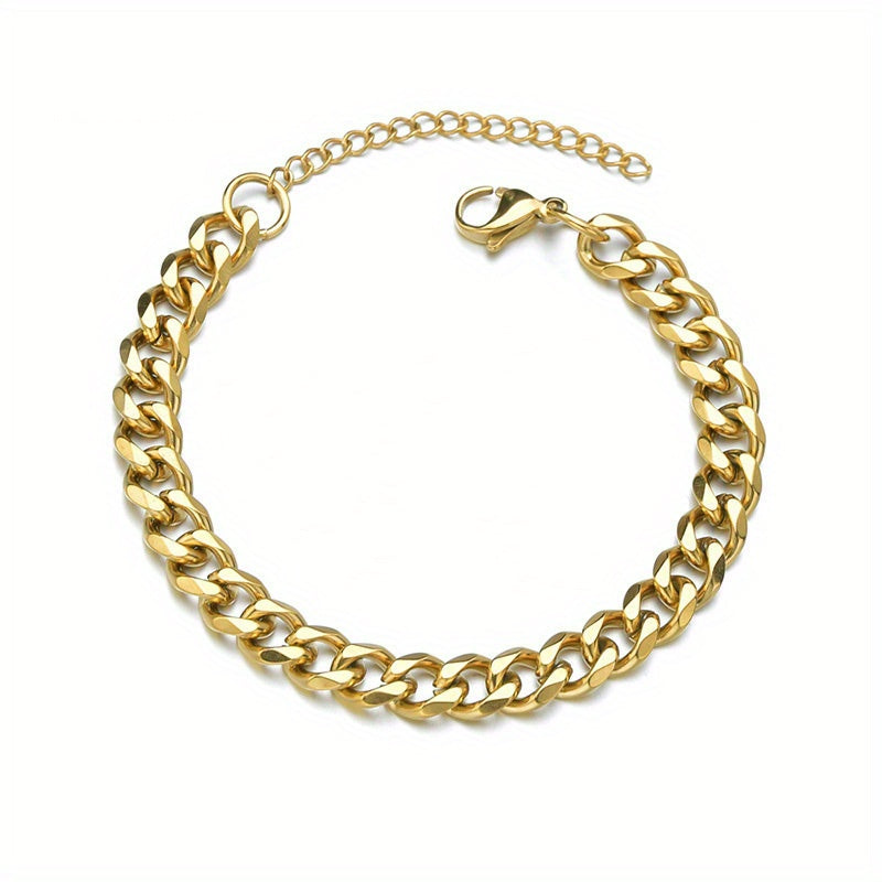 Mens Hip Hop Stainless Steel Cuban Chain Bracelet