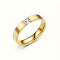 Mens 18K Gold Plated Stainless Steel With Rhinestone Classic Ring