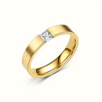 Mens 18K Gold Plated Stainless Steel With Rhinestone Classic Ring