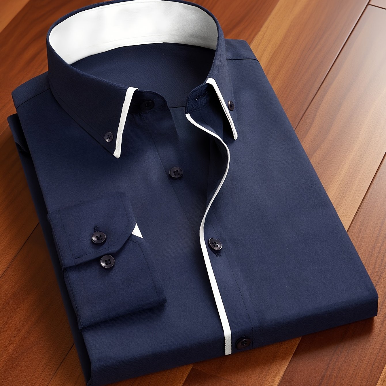 Mens Classic Formal Wrinkle-Resistant Business Long-Sleeve Button-Up Shirt