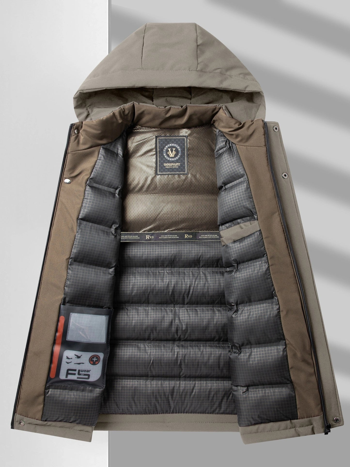 Mens Heavy-Duty Hooded Full-Zip Closure Thick Winter Jacket