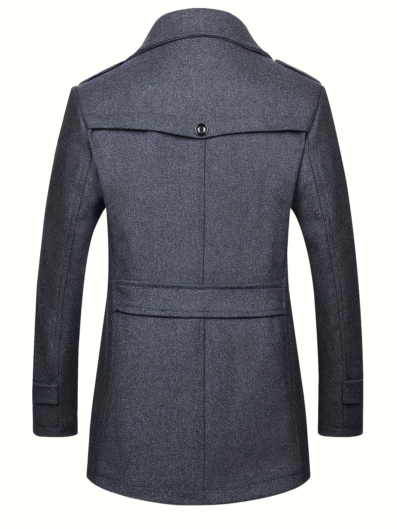 Mens Winter Detachable Double-Breasted Round Neck Coat