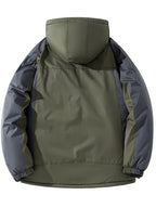 Mens Warm Fleece-Lined Windproof Hooded Front Zip Winter Jacket