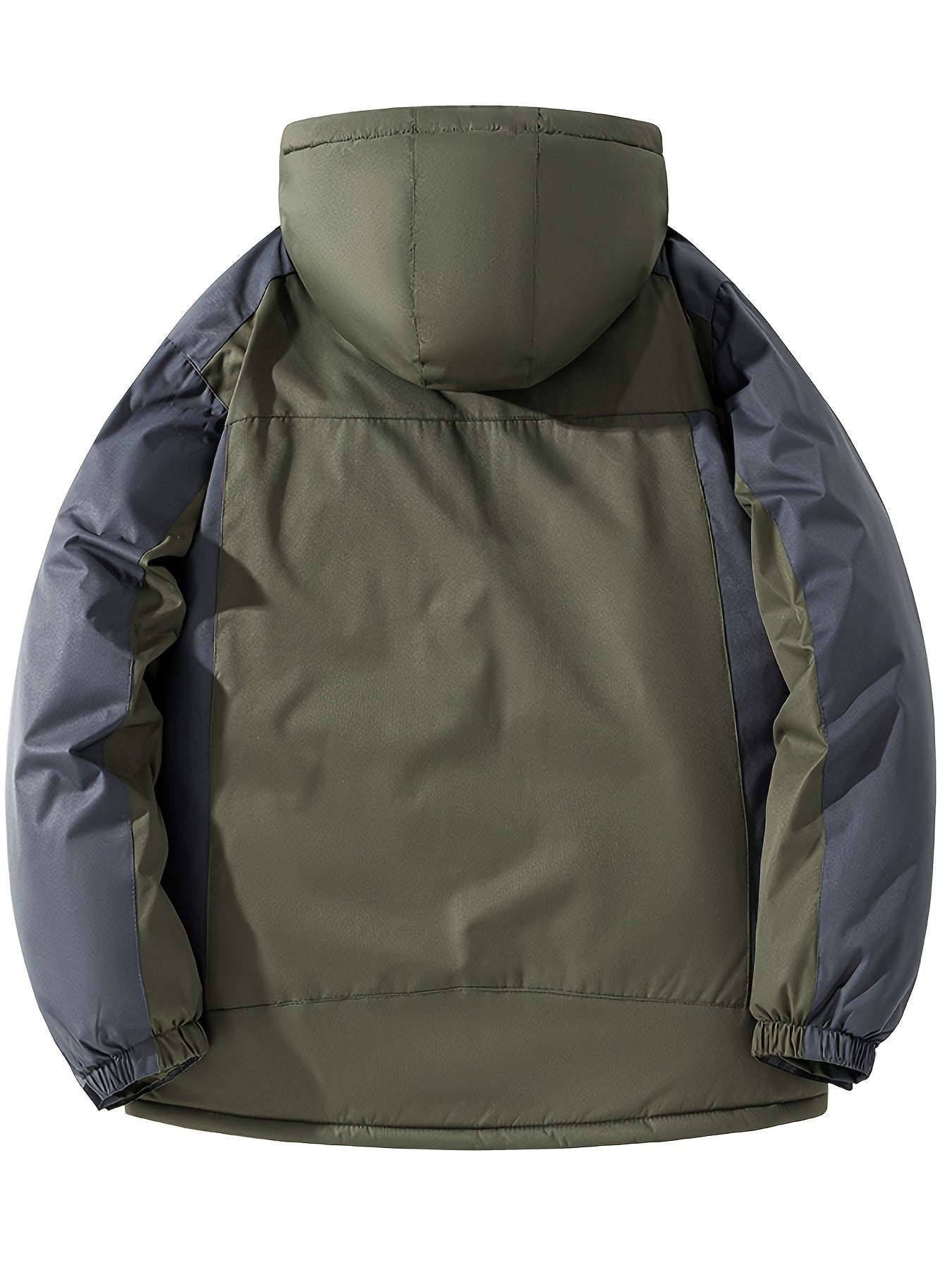 Mens Warm Fleece-Lined Windproof Hooded Front Zip Winter Jacket