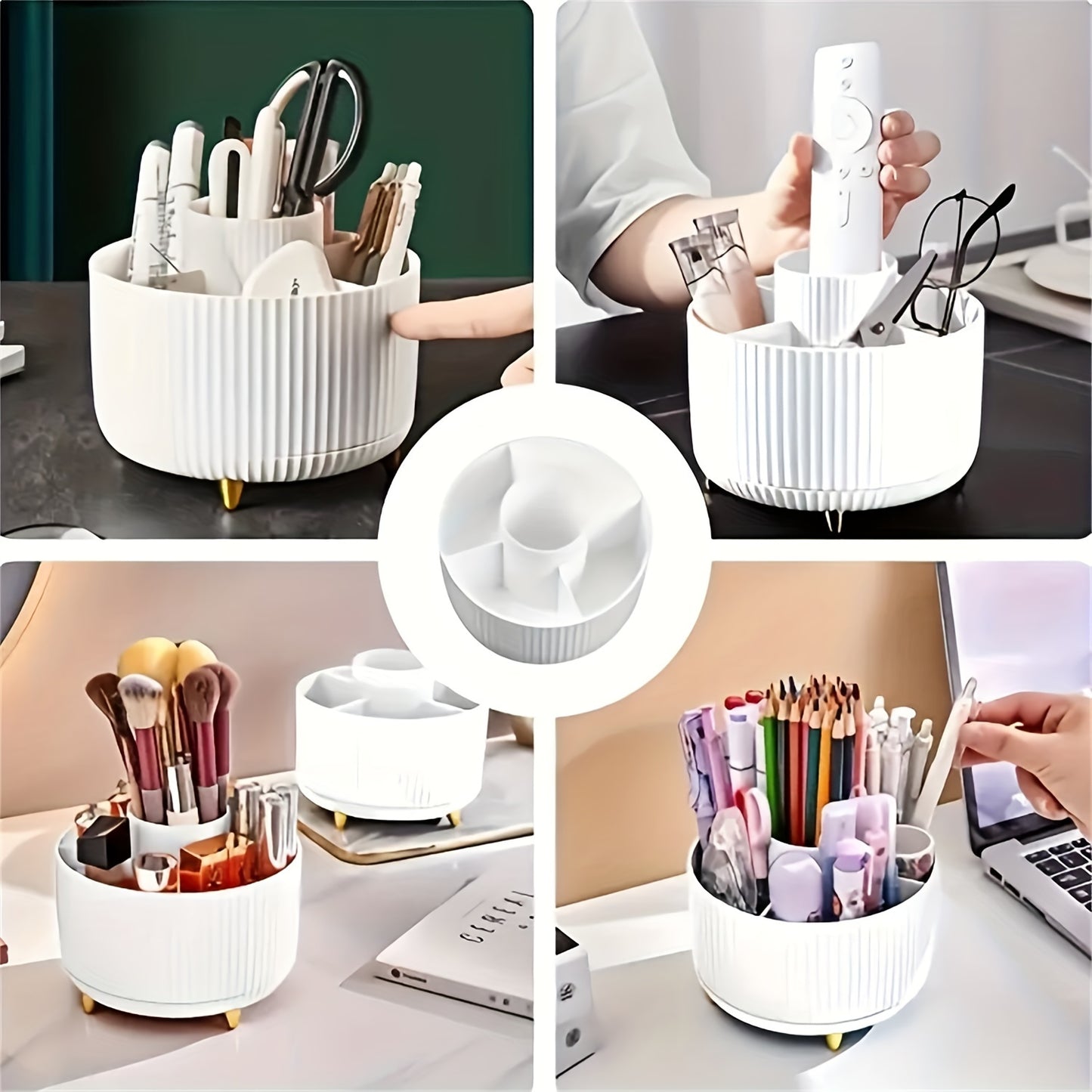 360° Rotating Multi Functional Durable Plastic Cosmetic Storage Makeup Organizer With 5 Compartments