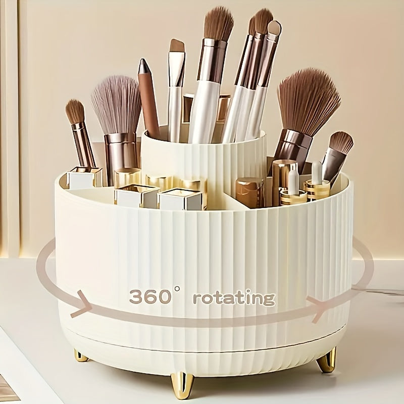 360° Rotating Multi Functional Durable Plastic Cosmetic Storage Makeup Organizer With 5 Compartments