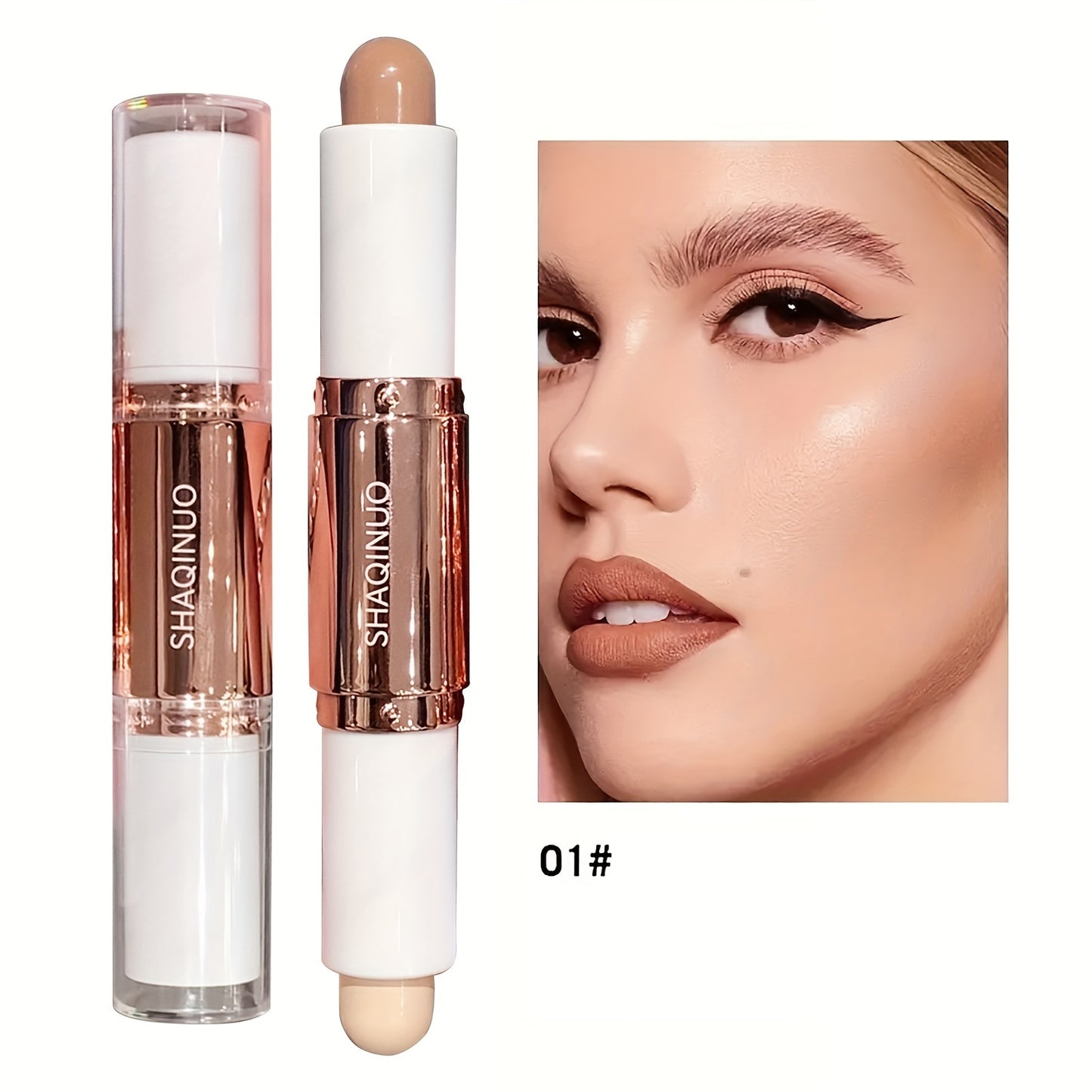 Waterproof Long Lasting Dual-Ended Highlighter And Contour Stick for Defined Facial Contours