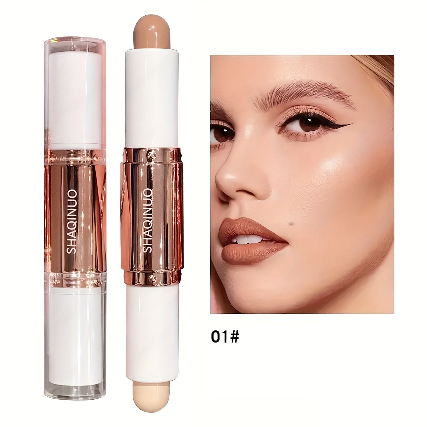 Waterproof Long Lasting Dual-Ended Highlighter And Contour Stick for Defined Facial Contours