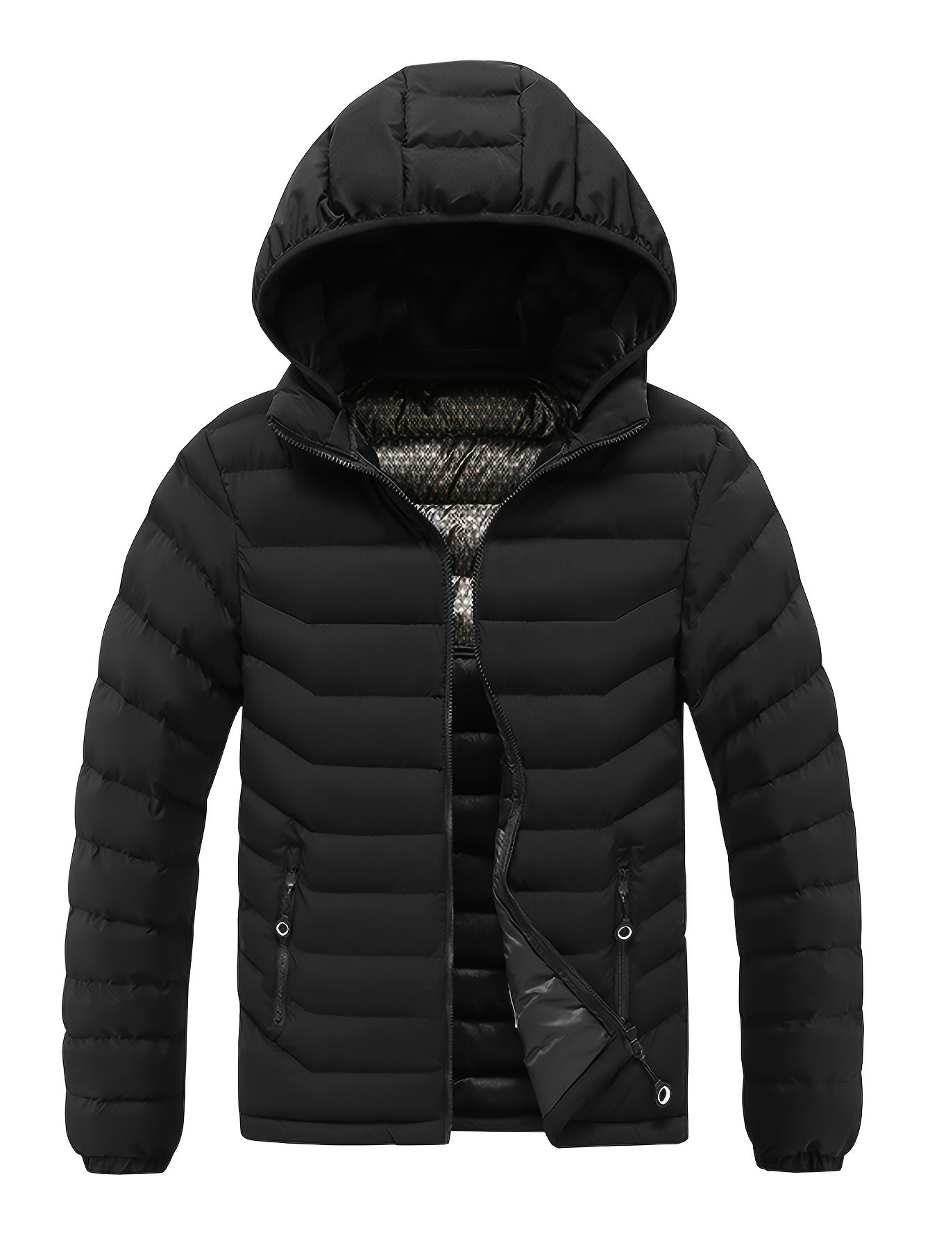 Mens Casual Colour Block Zip-Up Long Sleeve Puffer Jacket