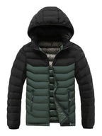 Mens Casual Colour Block Zip-Up Long Sleeve Puffer Jacket