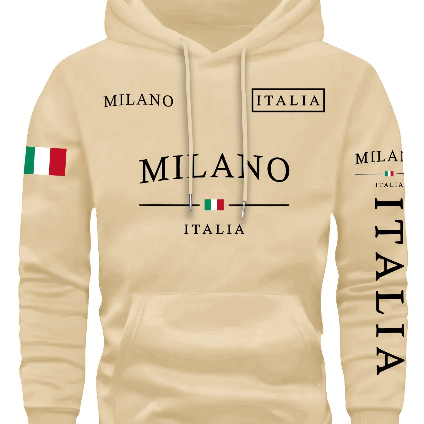 Mens Casual Retro Hooded Letter Print Sweatshirt