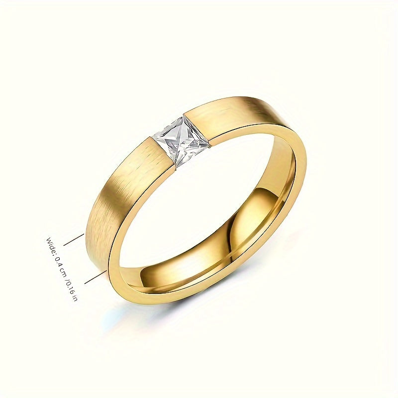 Mens 18K Gold Plated Stainless Steel With Rhinestone Classic Ring