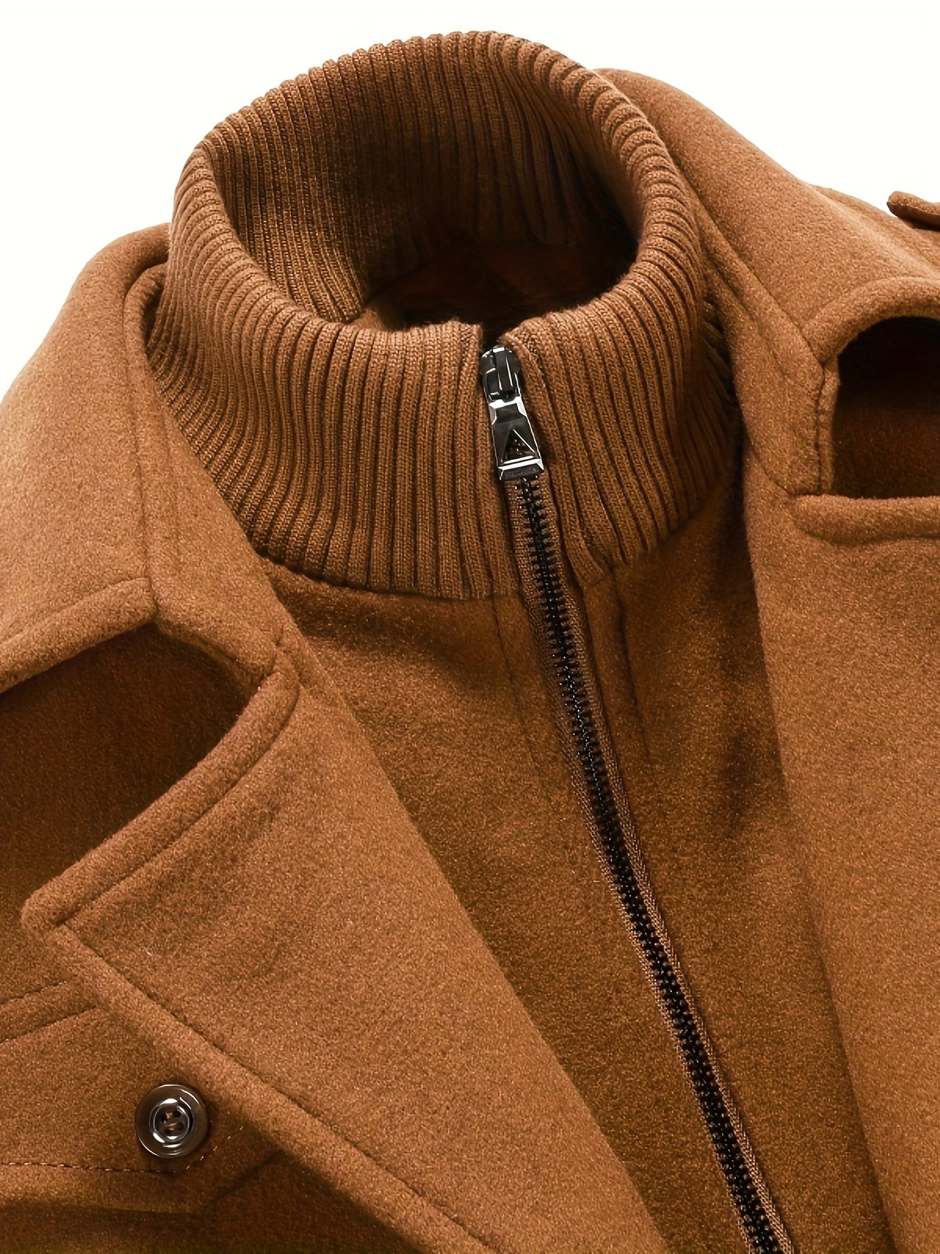 Mens Winter Detachable Double-Breasted Round Neck Coat