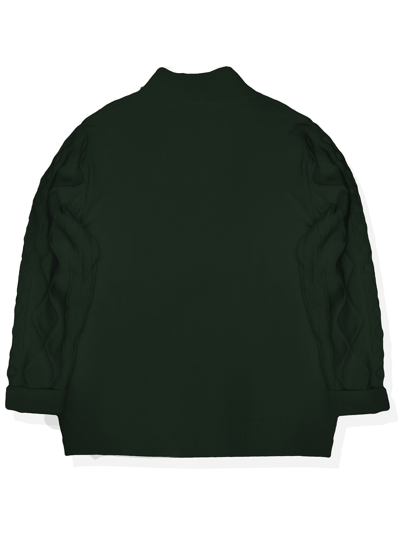 Mens Casual Half-High Collar Zip-Up Cable Knit Classic Pullover Sweater