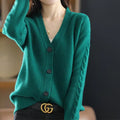 Womens Commute Solid Colour V Neck Cardigan Sweater