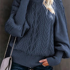 Womens Casual Knitted Long Sleeves High Collar Pullover Jumper