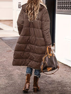 Womens Fleece Lined Zip-Up Fluffy Casual Hooded Mid-Length Coat