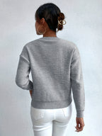 Womens Casual Chunky Drop Shoulder High Elasticity Round Neck Pullover Jumper