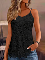 Womens Elegant V-Neck Lace Sleeveless Solid Colour Camisole Top