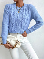 Womens Casual Chunky Drop Shoulder High Elasticity Round Neck Pullover Jumper