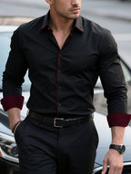 Mens Classic Formal Wrinkle-Resistant Business Long-Sleeve Button-Up Shirt