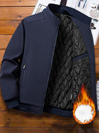 Mens Casual Solid Zip-Up Stand Collar Windbreaker Thermal Quilted Jacket