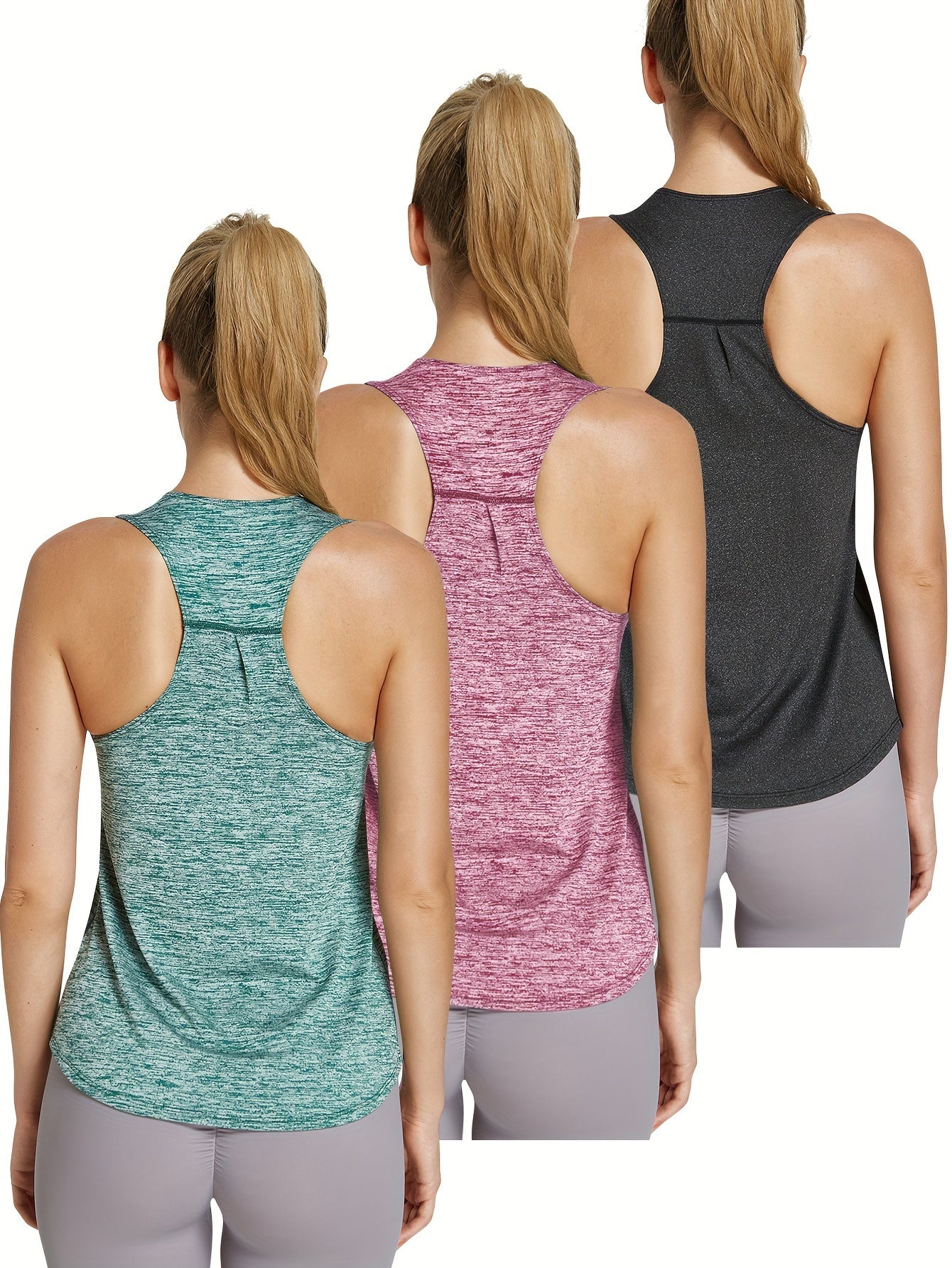 3pcs Womens Breathable Quick Dry Racerback Athletic Tank Tops